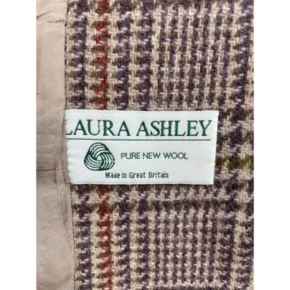 Laura Ashley Blazer Womens 8 (UK 10) Plaid 100% Wool 3-Button Jacket Vintage - Picture 5 of 10